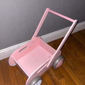 Pink Wooden Toy Stroller